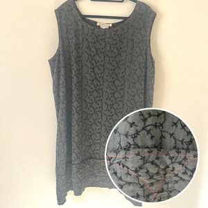 Hannah M Sz 3X 100% Linen Sleeveless Shift Tunic Dress Embroidered Lagenlook USA